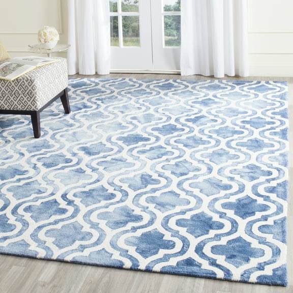 Safavieh Dip Dye Jolyon Geometric Wool Area Rug, Blue/Ivory, 7' x 7' Square