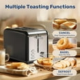 thumbnail image 4 of YSSOA Stainless Steel 2 Slice Toaster, 6 Browning Setting and Bagel/Defrost/Cancel Functions, Retro Compact Oven, Extra Wide Slot, Removable Crumb Tray, Black, 4 of 7