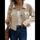thumbnail image 2 of Chaquetas de para Mujer, de Otoño, con Solapa y Botones, de Larga, Estilo Camisa, Abrigos Informales. Caqui S, 2 of 9