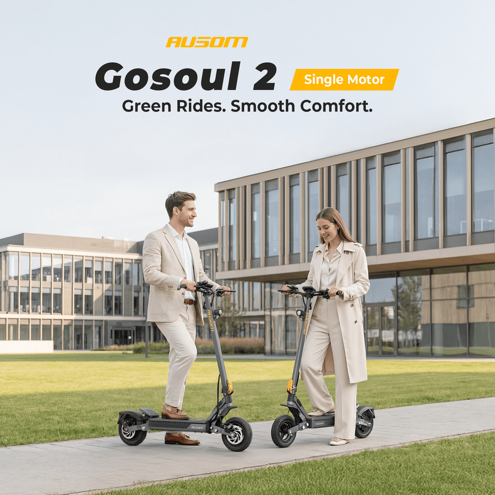 Ausom Gosoul 2 Foldable Electric Scooter for Adults, 800W Motor, Max 28MPH, 44Miles Long Range, 26Nm, City e-Scooter with 10''Tubeless Tire, UL 2271, Dark Gray