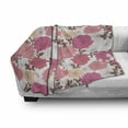 thumbnail image 3 of Dahlia Flower Soft Flannel Fleece Blanket, Springtime Inspired Mix of Blossoms Bouquet Romantic Feminine Retro Leaflets, Cozy Plush for Indoor and Outdoor Use, 70" x 90", Pink Grey, by Ambesonne, 3 of 6