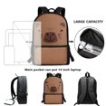 thumbnail image 6 of Uourmeti Brown Bear Face Design Backpack for Students, 17 Inch Durable Personalized Daypack for Shopping School, 6 of 6