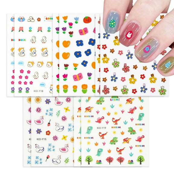 10pcs Luminous Nail Stickers for Kids Girls, Glow Self-Adhesive Easter Nail Decorations Powodzenia