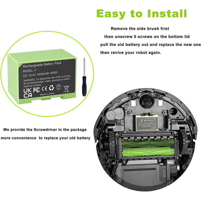 Batería de repuesto i7 de 14,4 V 3200 mAh para iRobot Roomba eei Series,  batería de gran capacidad compatible con Roomba i7 i7+ i8 i6 i4 i4+ i3 i3+