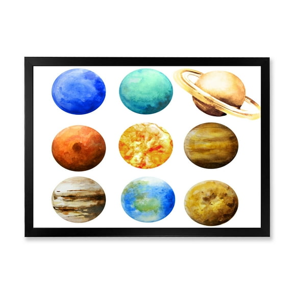 Designart 'Different Planets In Orbit' Modern Framed Art Print