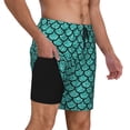 thumbnail image 3 of Picia Aquamarine Glitter pattern Mens Swim Trunks with Compression Liner Stretch Beach Shorts Quick Dry with Zipper Pockets No-Chafing Board Shorts-3X-Large, 3 of 9