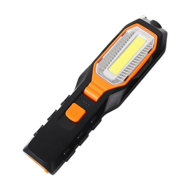Linterna de mano recargable LED con gancho para colgar COB de mano Naranja