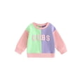 thumbnail image 1 of ZAXARRA Infant Baby Girls Sweatshirts Letter Print Contrast Color Crew Neck Long Sleeve Kids Pullovers Fall Tops, 1 of 6