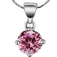 thumbnail image 3 of 18K White Gold 1 Carat Created Pink Sapphire Round Stud Necklace Plated 18 inch Adult Female, 3 of 4