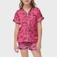 thumbnail image 2 of Pyjama en Satin pour Garçons à Imprimé Manches Courtes Ensemble de Pyjama pour Enfants à Boutons Tenue de Détente Classique Pyjamas pour Filles Garçons Filles Mode, 2 of 5