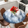 thumbnail image 2 of Mountain Peak Forest Round Fitted Table Cover Silhouette Tree Bird Waterproof Table Cloth with Elastic Edge Wipeable Tablecloth for Picnic Camping Party Fits 45"-54" Diameter, 2 of 8