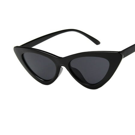 Retro Triangle Cat Eye Sunglasses UV400 Clean Vision Glasses Eyewear Valentine's Day Gift Bright black with gray