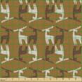 thumbnail image 2 of Ambesonne Winter Fabric by the Yard Upholstery, Earthy Silhouettes of Elks, 3 Yards, White Ginger Redwood, 2 of 5