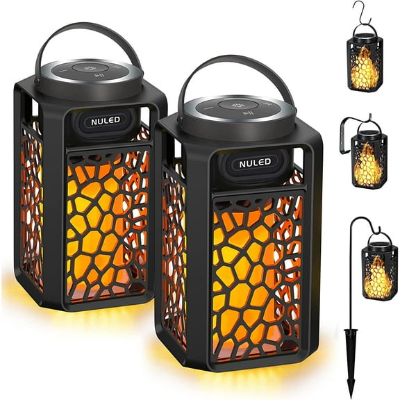 NUNET 10W TWS Outdoor Bluetooth 5.1 Speakers Flame Speakers Tiki Torch Lantern Waterproof Wireless Portable Sound System 2PK