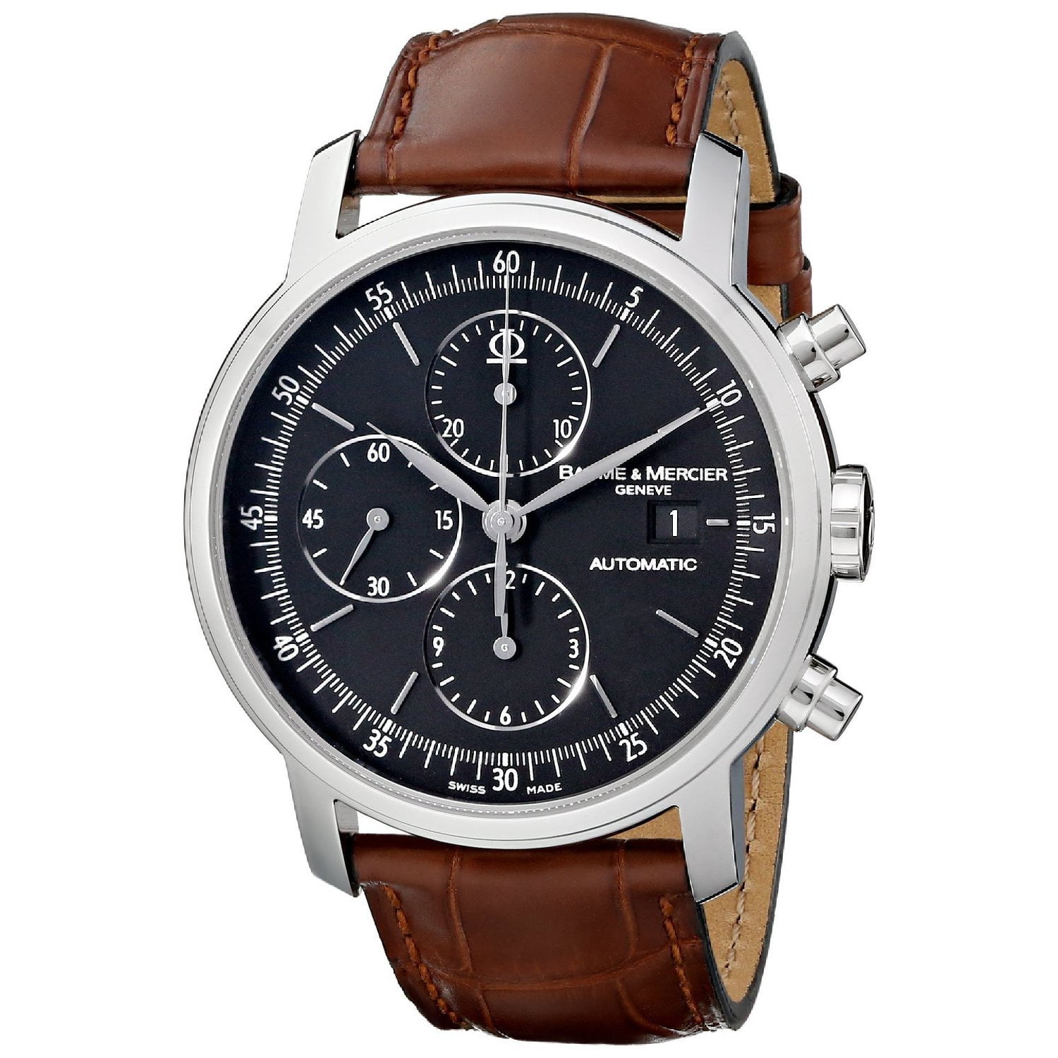 Baume et Mercier Classima Chronograph Black Dial Leather Mens  