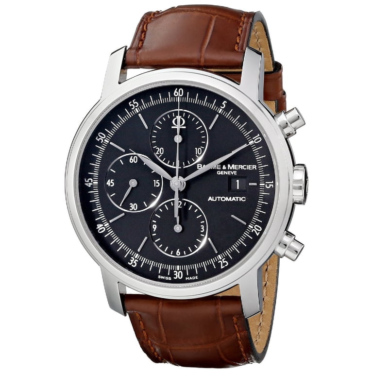 Baume et Mercier Classima Chronograph Black Dial Leather Mens