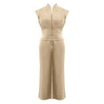thumbnail image 5 of Wycnly Womens Jumpsuits Plus Size Empire Waist Business Long Jumpsuits Overalls Trendy Solid V-Neck Sleeveless Maxi Summer Rompers Khaki m, 5 of 6