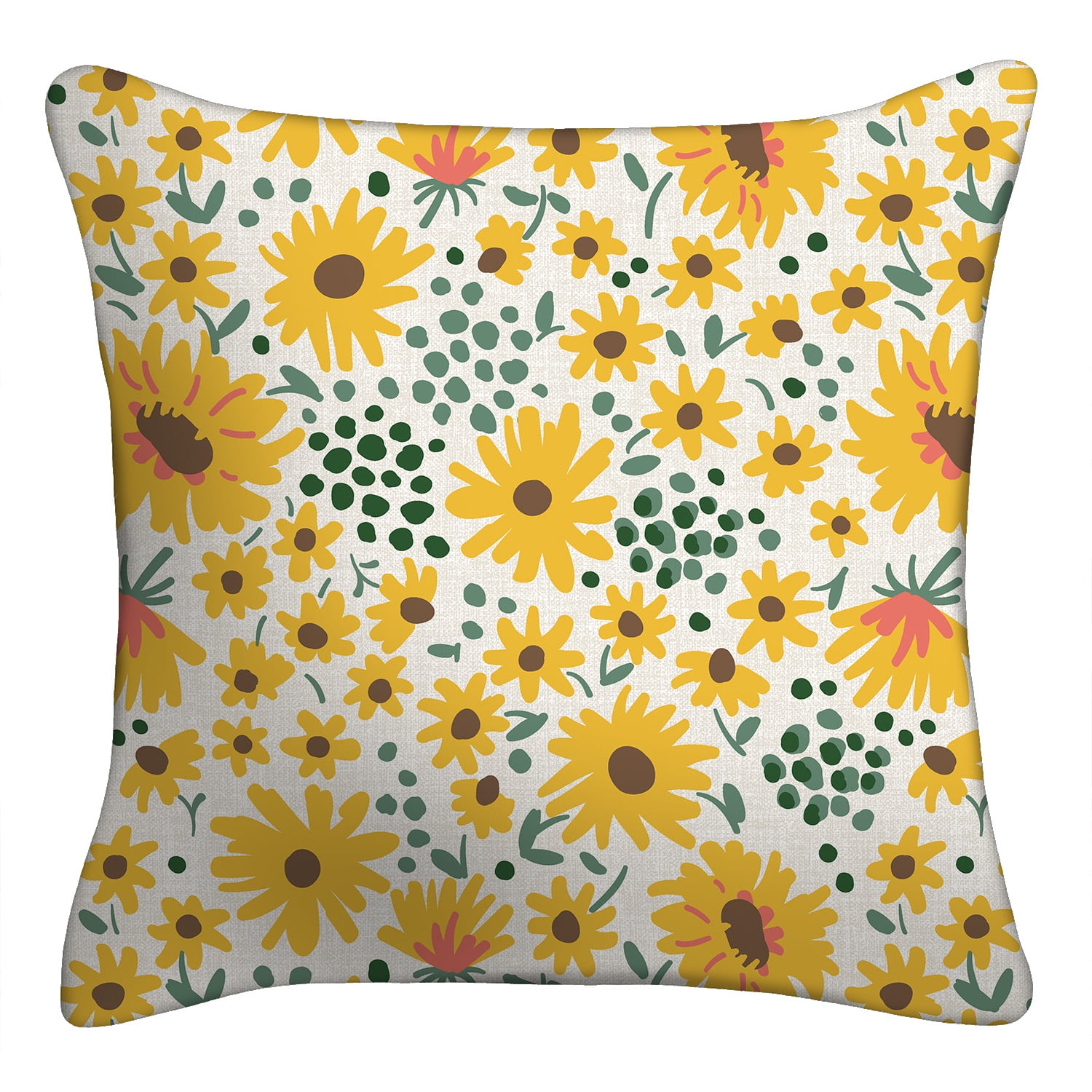 Mainstays 16" x 16" Hello Sunshine Decorative Outdoor Throw Pillow, Off-White/Yellow