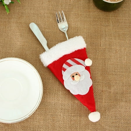 Christmas Retail Stores Christmas Decorative Tableware Fork Set Christmas Hat Storage Tool ()