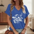 thumbnail image 2 of T-shirts Tortue de Mer pour Femmes 2026 Été Décontracté Manches Courtes Col en V T-Shirts Graphiques Nature Hauts Boho, 2 of 4