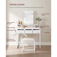 thumbnail image 2 of VASAGLE Tocador con Espejo Triple, Taburete, 3 Cajones, Soporte para Secador, Blanco, Industrial, 2 of 5