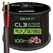 GearIT 16 Gauge Speaker Wire, 2 Conductor Oxygen-Free Copper Outdoor Speaker Cable, CL2 Rated, Brown, 100 ft