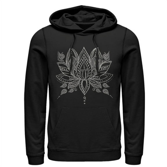 Women's CHIN UP Henna Lotus Flower  Pull Over Hoodie Black Large