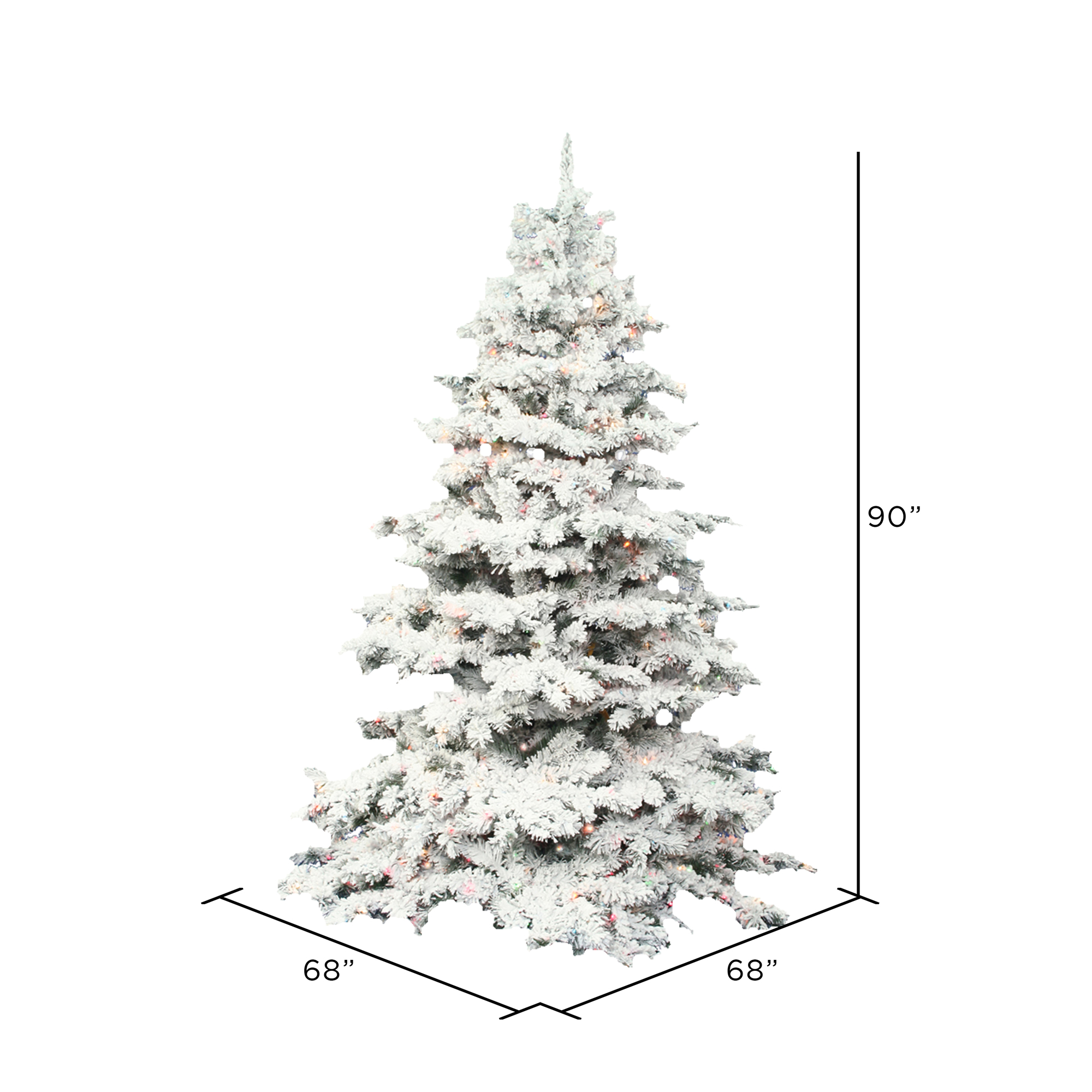 Vickerman Artificial Christmas Tree 7.5' x 68" Flocked Alaskan Dura-Lit 900 Clear Lights / 2)ctn - image 4 of 5