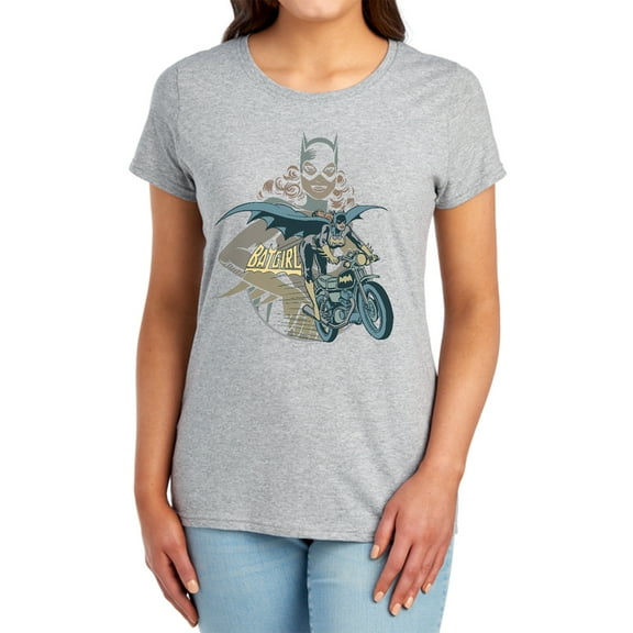 DC Batgirl Biker Women's T Shirt, Athletic Heather, Small