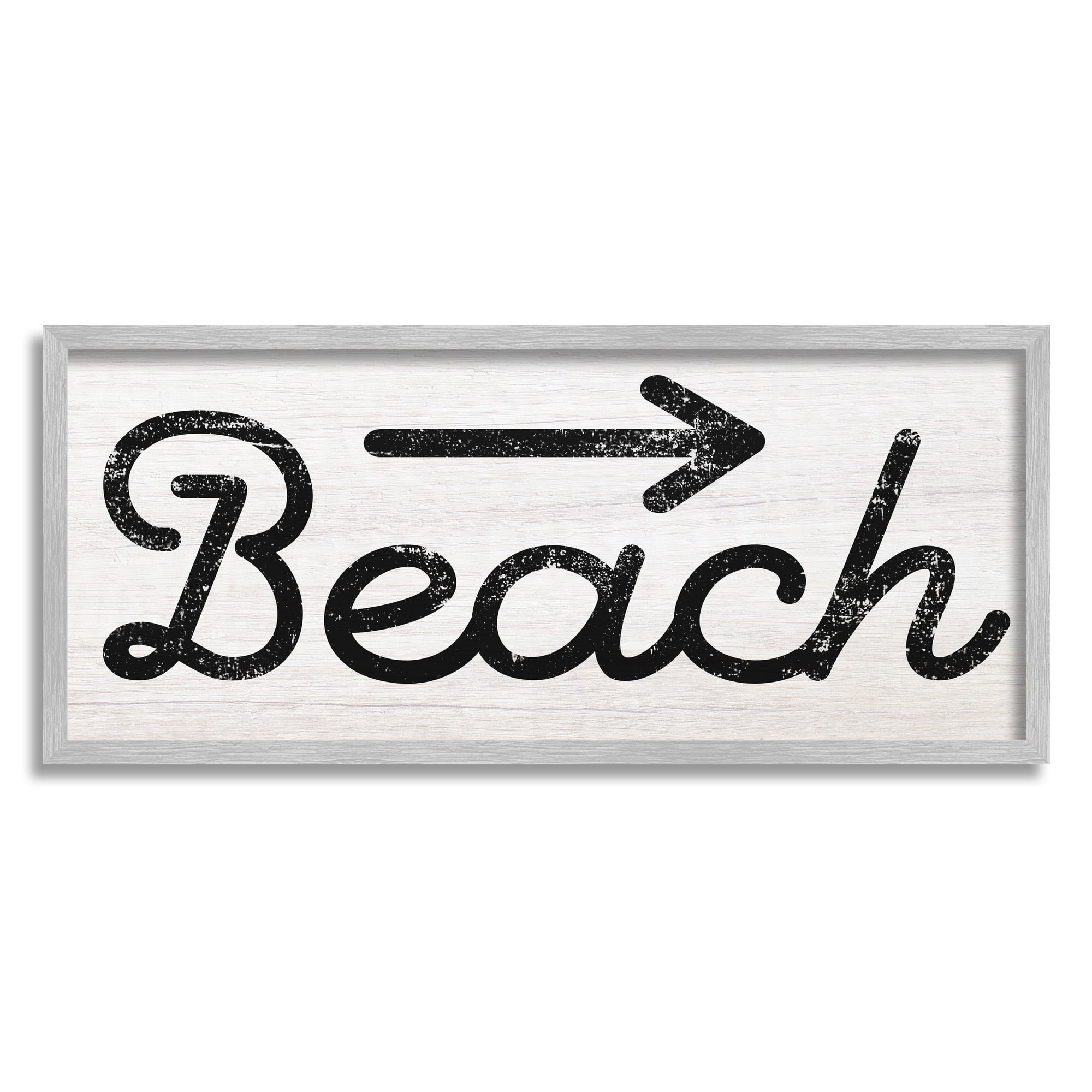 Stupell Industries Weathered Beach Direction Sign Rustic Arrow Symbol Graphic Art Gray Framed Art Print Wall Art, Design by Daphne Polselli