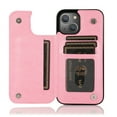 thumbnail image 3 of Feishell Back Case for iPhone 13,Embossed Pattern PU Leather Wallet Phone Case with ID Credit Card Slots Shockproof Magnetic Buckle Back Flip Holder Protective Cover,Pink, 3 of 9