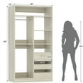 thumbnail image 5 of iSunirm 36" Free Standing Walk-in Closet System with 3 Wooden Drawers, Closet Organizer System with Hanging Rods and Storage Shelves, Heavy Duty Closet for Bedroom, 36"L x 16"W x 80"H, White Oak, 5 of 7
