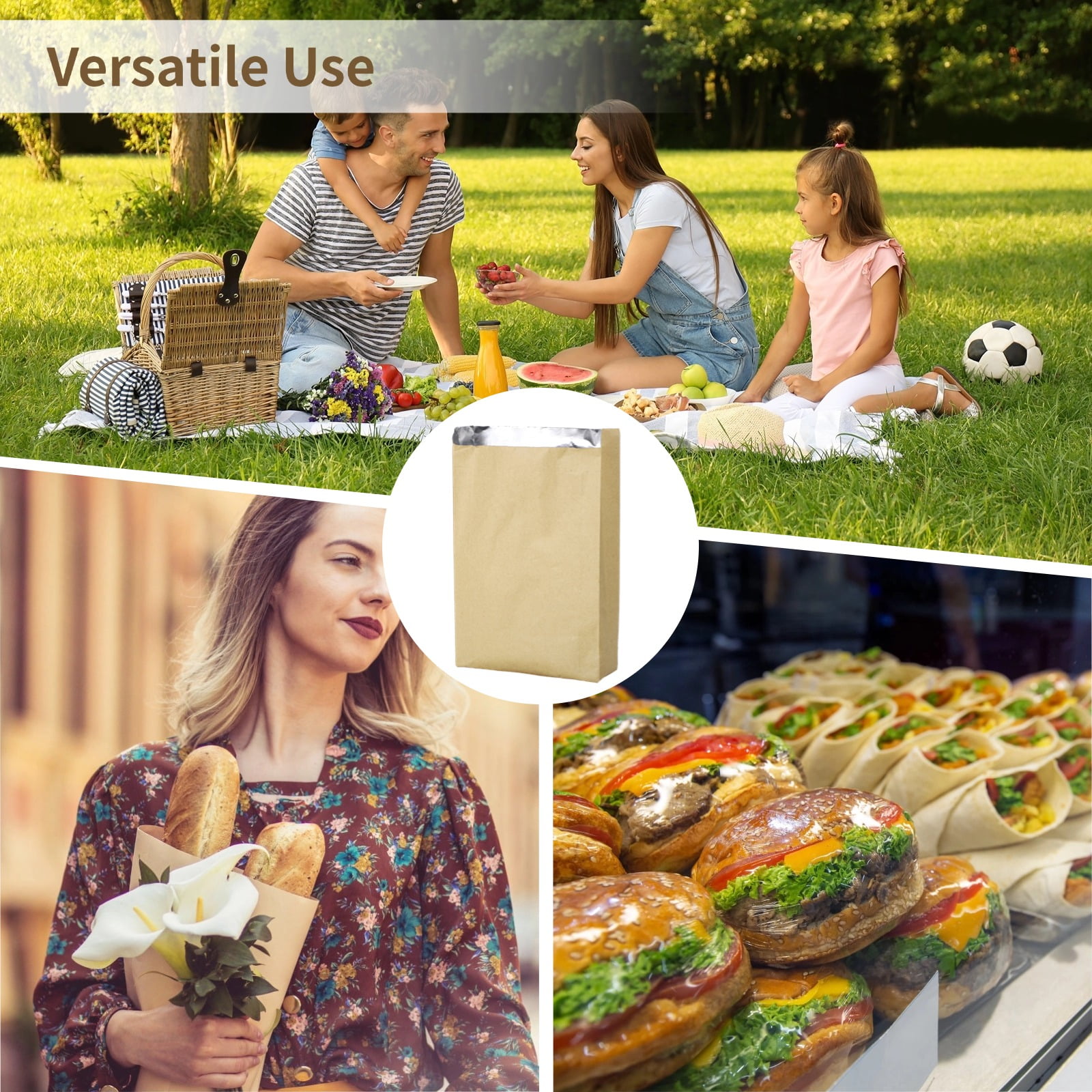 300 Pcs Insulated Hot Dog Wrap Pouch, Aluminum Foil Sandwich Wrappers, 9.8 x 6.3 x 1.6 in Kraft Paper Food Bags, Grease-Proof Paper Hamburgers Bags for Take Out