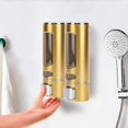 thumbnail image 4 of ABCISI 15oz Wall Mount Soap Dispenser - Manual Hand Shampoo and Shower Gel Dispenser for Bathroom and Kitchen - Lotion Container - Convenient and Stylish  (Golden Shell, Silver Press), 4 of 18