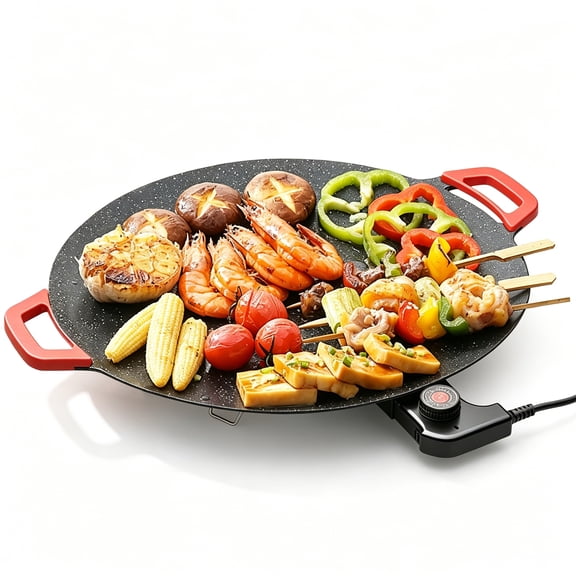 Electric Griddle, 14" Non-Stick Cooking Surface, 1000W Adjustable Thermostat, 20" Countertop Flat Top Grill for Pancakes, Bacon, Indoor Cooking