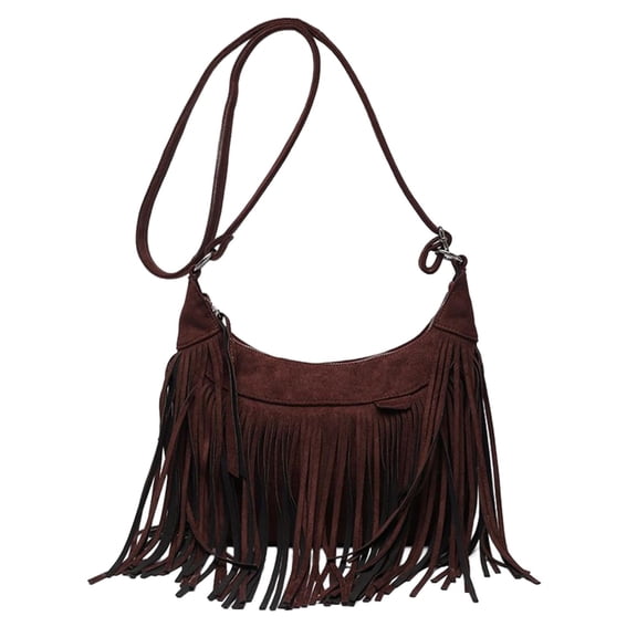 Wxqbjtam Shoulder Handbag Tassel Purse Fashion Adjustable Strap Satchel Modern Brown