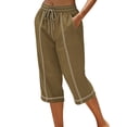 thumbnail image 2 of Women's Linen Cotton Pants Casual 7/8 Length Trousers Breathable Lightweight High Waist Pants for Summer Daily Wear, 2 of 6