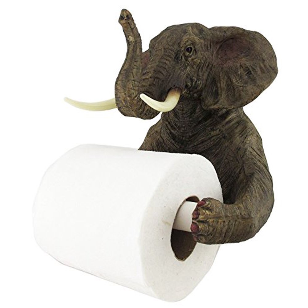 Ebros Pachyderm Servant Safari Elephant Holding Toilet Tissue Paper