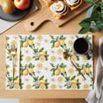 thumbnail image 2 of Lemon Flowers Placemats Set of 12 Country Floral Summer Lemon Fruit Place Mats Indoor Wipeable Table Mats Washable Cloth Dining Table Placemats for Kitchen Holiday Party Home Decor 13x19 Inch, 2 of 9