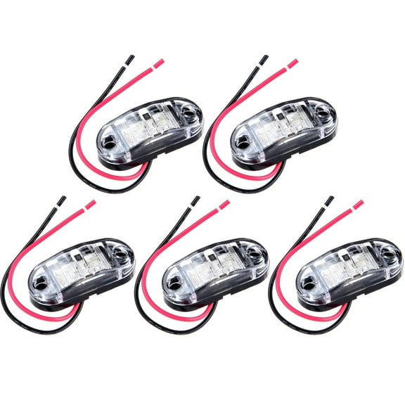 CCIYU 5pcs LED White Side Marker Light Trailer 2.5" Marker Lights Oval Clear Lens Clearance Indicator Lights