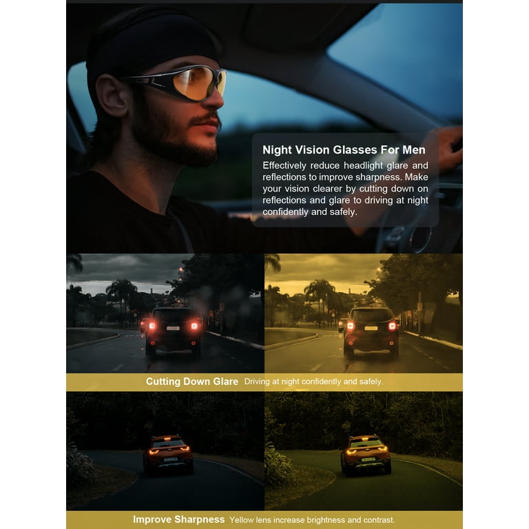 TINHAO Night Driving Glasses for Men Women Polarized HD Night Vision  Glasses Wrap Around Fit Over Glasses
