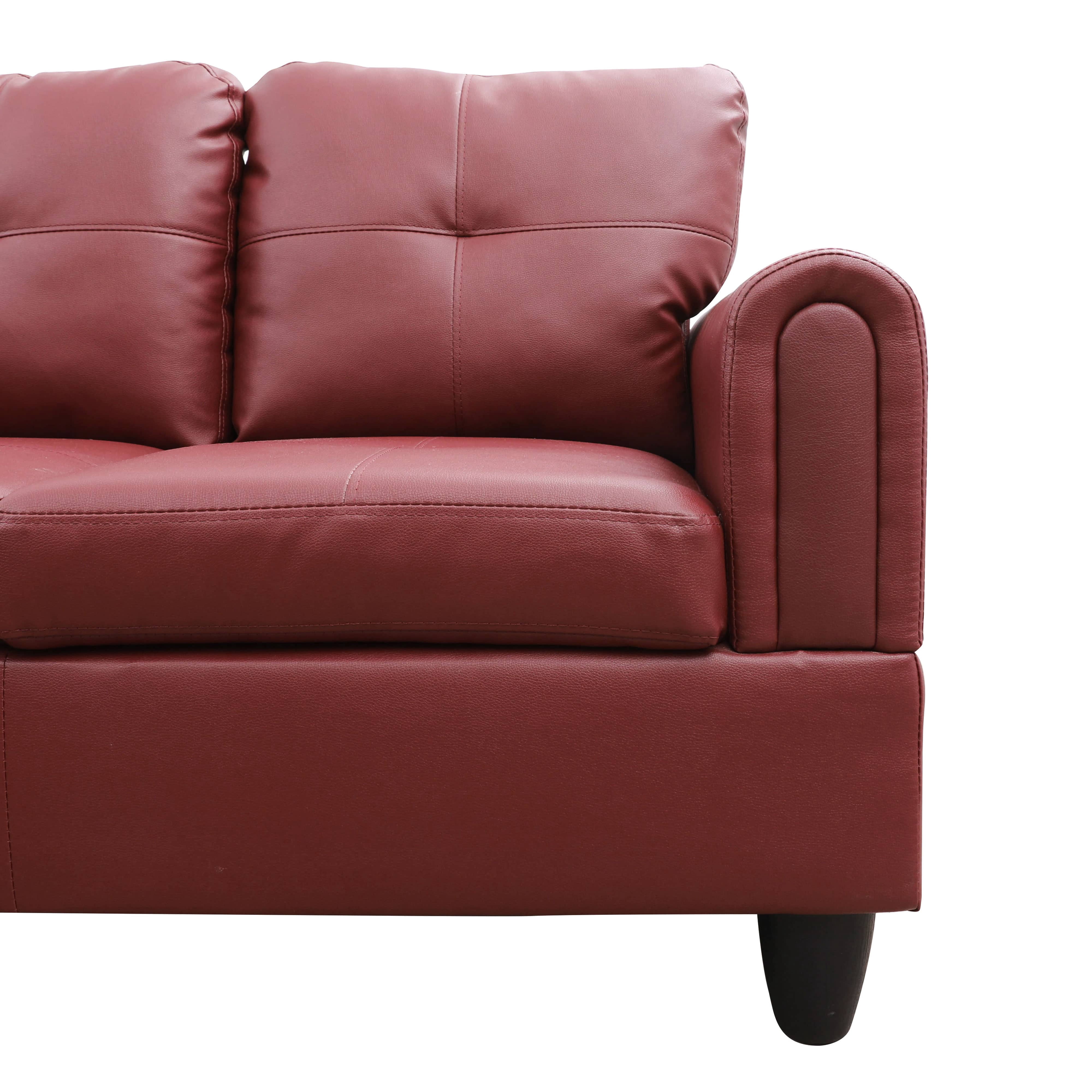MAYEERTY 97" Ruby Modern Faux Leather Couch Rich Red Bold Living Room Seating