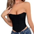 thumbnail image 6 of Elainilye Fashion Women's Corset Tube Top Ladies Sexy Solid Flower Strappy Strapless Underbust Tight Waist Vintage Shapewear,Black, 6 of 9
