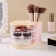 thumbnail image 5 of Organizador de caja de almacenamiento Powder Puff | Soporte de maquillaje giratorio de 3 compartimentos para brochas de lápiz labial | Estuche cosmético plegable de plástico a prueba de polvo, 5 of 7