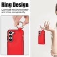 thumbnail image 2 of Back Case for Samsung Galaxy S23 Plus, Finger Ring Kickstand PU Leather Card Slots Magnetic Buckle Shockproof Drop Protective RFID Blocking Zipper Pocket Wallet Case for Galaxy S23 Plus, Red, 2 of 8