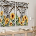 thumbnail image 3 of Farmhouse Wooden Sunflower Barn Kitchen Curtains Country Flower Wood Small Short Cafe Window Curtains Rustic Floral Western Bathroom Drapes Treatment Tier Curtains 2 Panels (27.5x39 Inch), 3 of 6