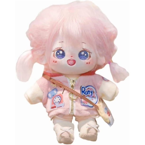 20cm Plush Doll Pink Hair Girl Naked Humanoid Stuffed Body no Attribute 8" Normal Body Wearable Clothing Dress Up Gifts (a-19-with Skeleton)