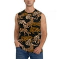 thumbnail image 2 of Goofa Leopard Print Printed Men's Sleeveless T-Shirt - Athletic Gym Workout Tank Top for Men - Moisture-Wicking, UPF 30+ Quick-Dry Muscle Tee-X-Large, 2 of 8