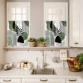 thumbnail image 3 of 3 Piece Kitchen Curtains and Valances Set Boho Geometric Cafe Curtains 36 Inch Length Green Ethnic Abstract Stripes Motifs Valance & Tier Curtain for Living Room Bedroom Window 54"x18"+27"x36"*2, 3 of 6