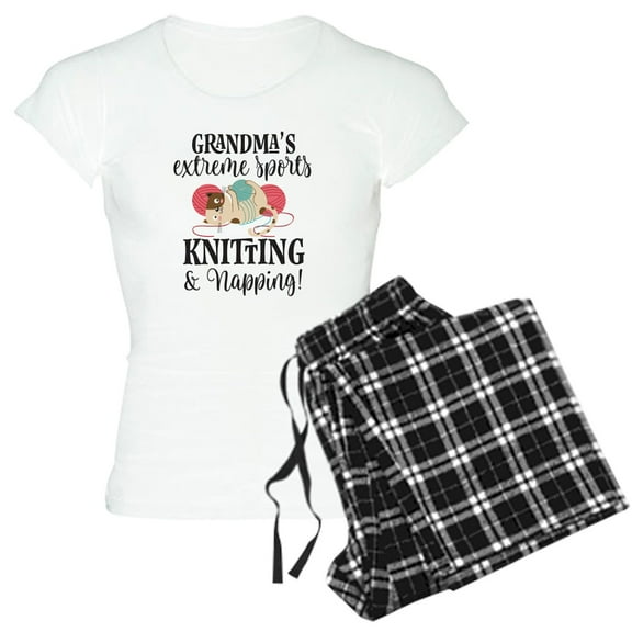 CafePress - Grandma Knitting Joke Pajamas - Women's Short Sleeve Print T-Shirt and Pants Light Cotton Pajama Set